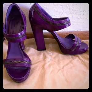 Sergio Rossi purple patent leather platform heels